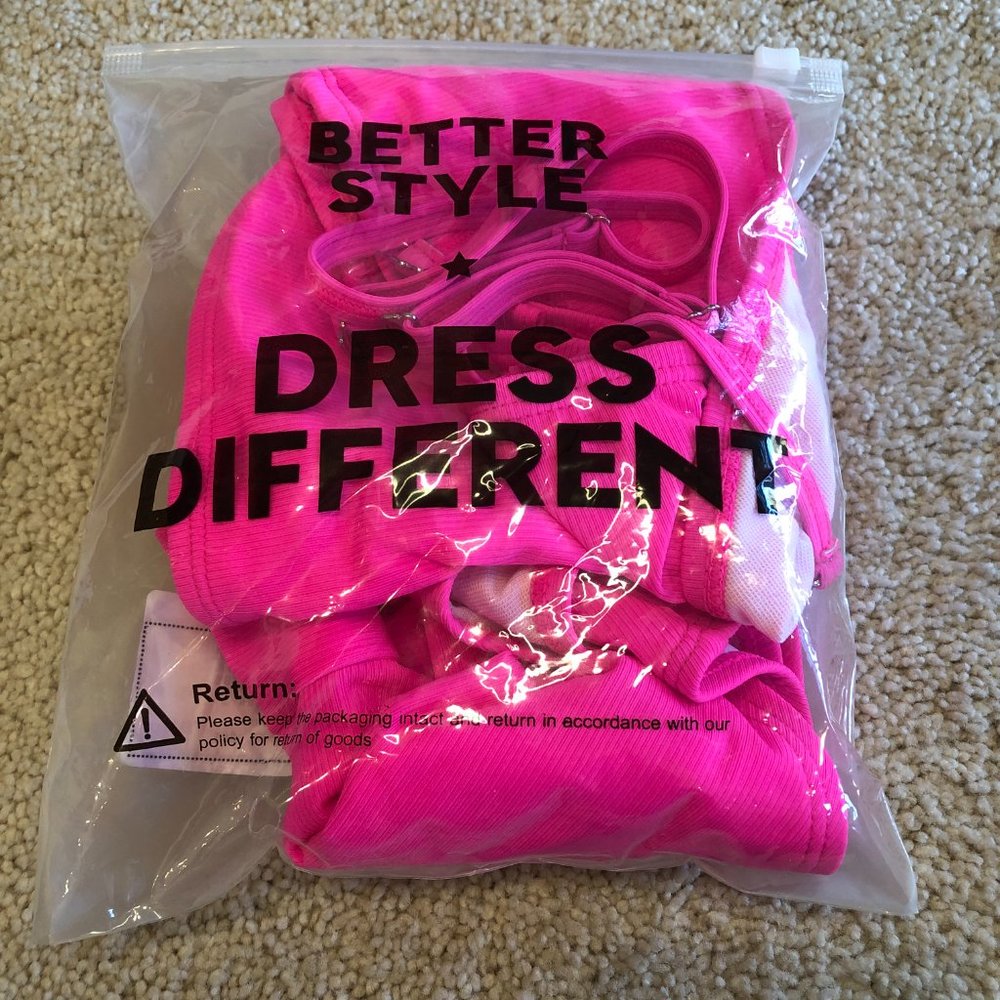 NWOT Pink Queen Women's Ribbed High Waisted Bikini Set Removable Straps Swimsuit - Picture 4 of 5